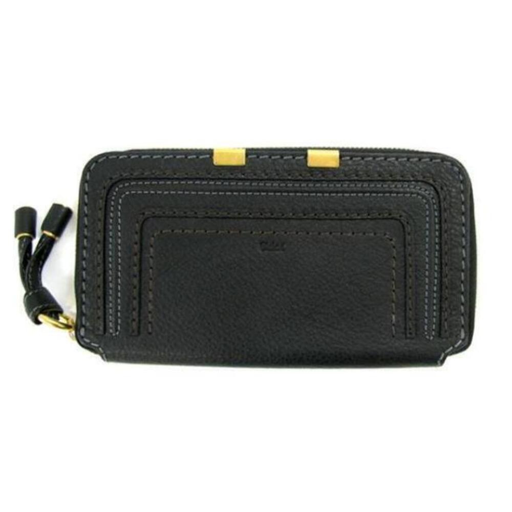 Chloe MARCIE Round Long Wallet Black Calfskin Leather
